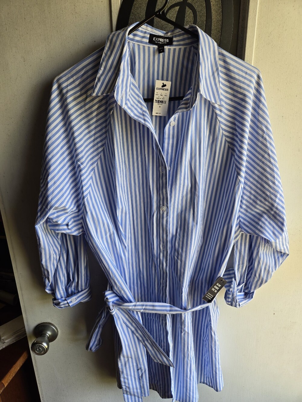 Express Blue and White Striped Portofino Dress NWT